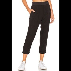 James Perse Patched Pull On Pant 100% Linen in Black Women's Size 1 Small